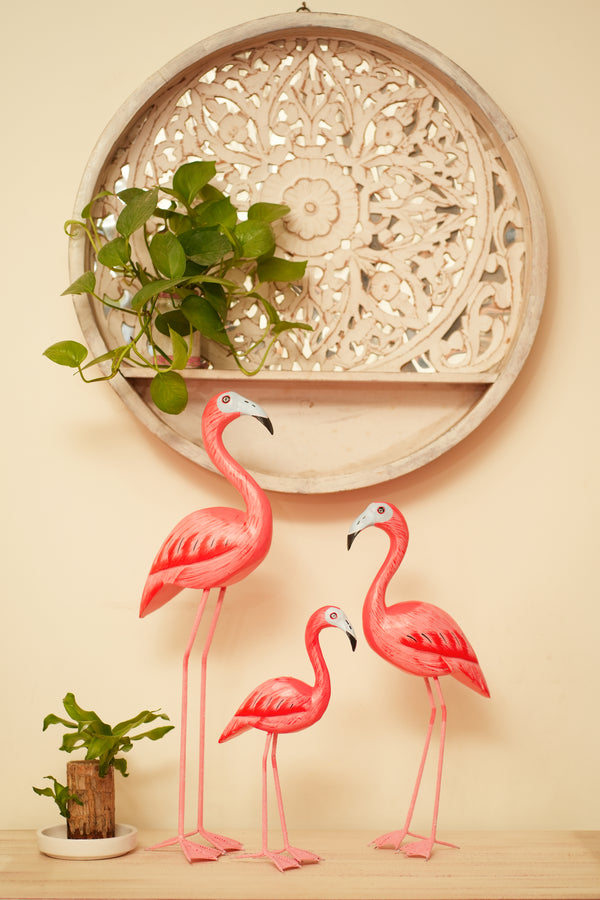 TIMBER KALA'S PINK FLAMINGO FUSION FOR DECOR - SET OF 3 PC'S