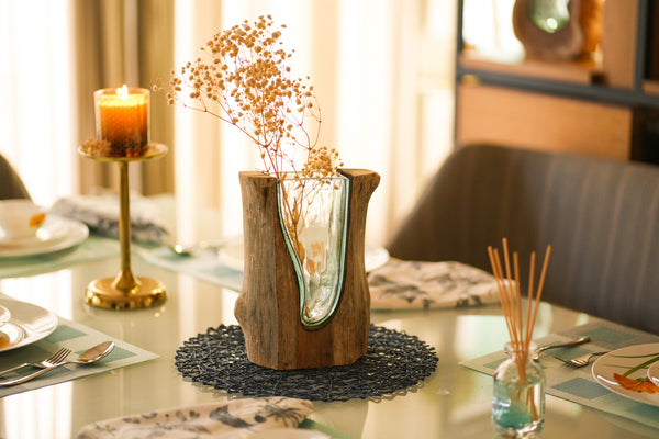 TIMBER KALA'S VALLEY VASE V GLASS ROOTS FOR DECOR