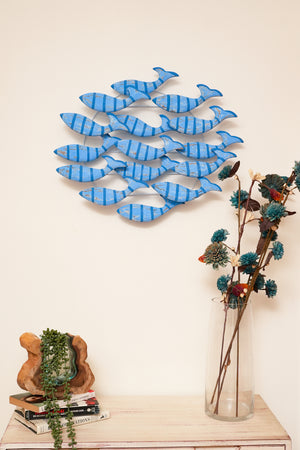 TIMBER KALA'S SCHOOL OF BLUE STRIPES FISH FOR DECOR