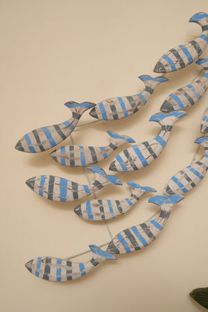 TIMBER KALA'S SCHOOL OF FISH  BLUE STRIPES  FOR DECOR