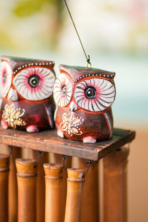 TIMBER KALA’S OWLS 3 CELESTIAL CHIMES FOR OUTDOORS