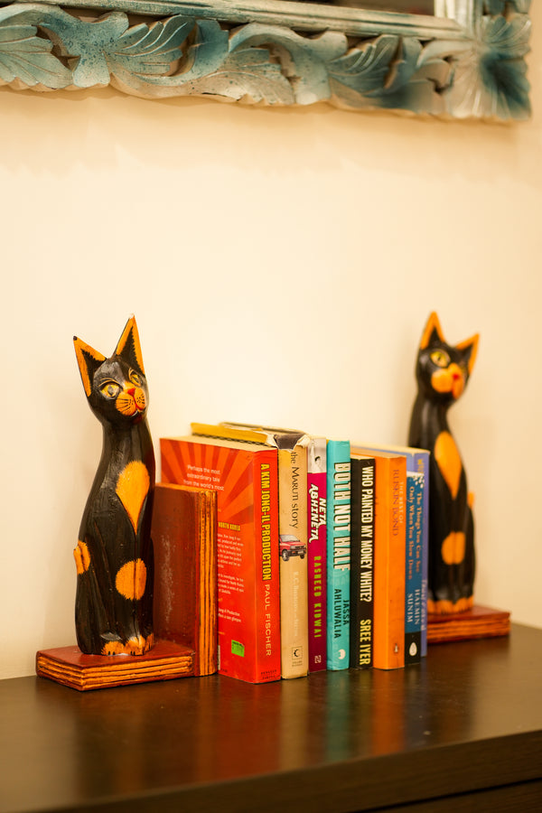 TIMBER KALA'S CAT BOOKENDS FOR DECOR